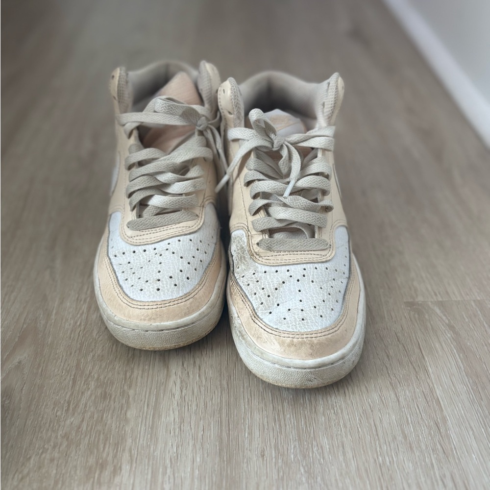 Beige and White Jorden Nikes